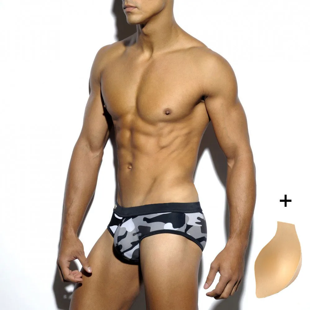 Men's Belted Camouflage Swim Briefs