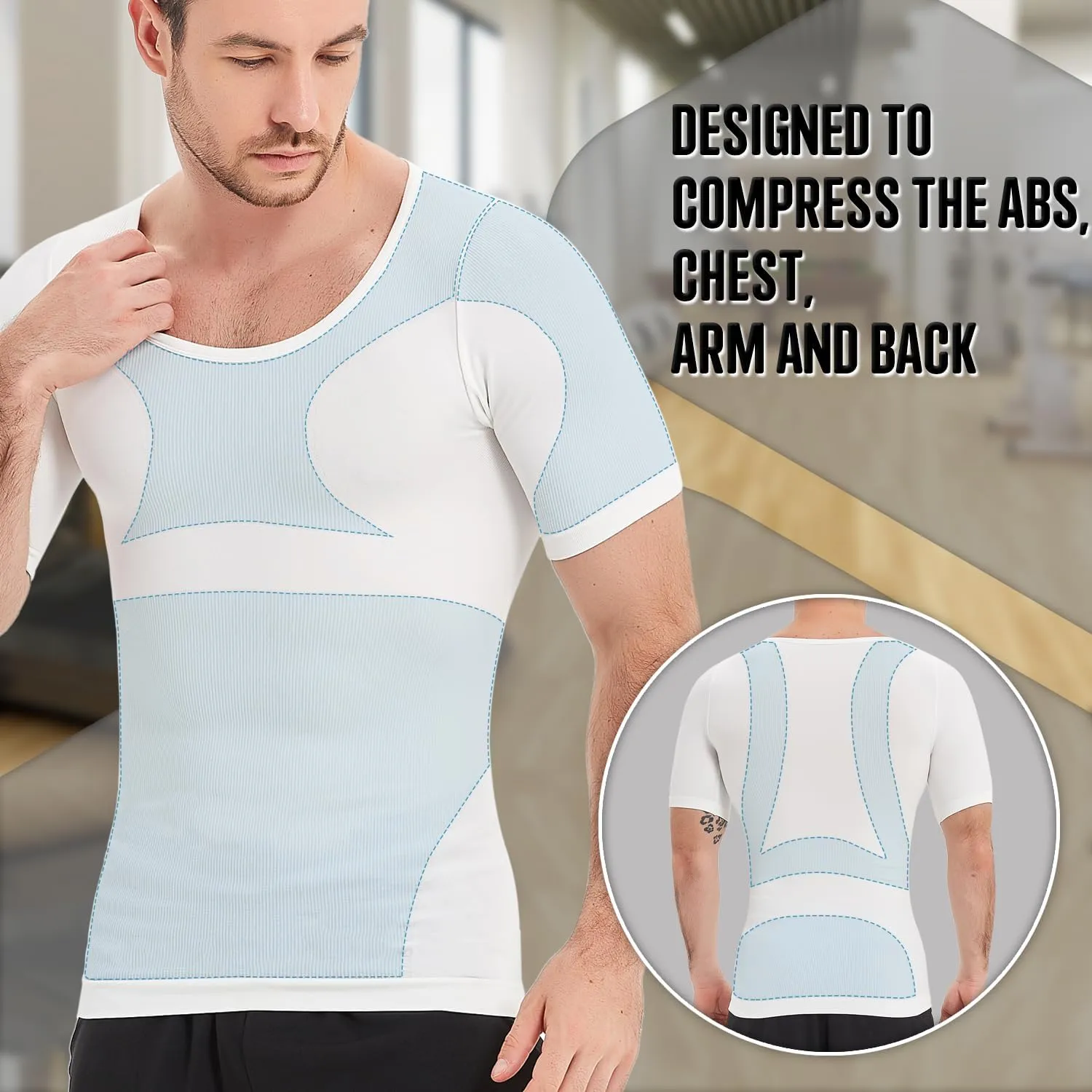 Mens Compression Shirts Short Sleeve, Gynecomastia Undershirt, Slimming Tank Top, Shapewear Vest