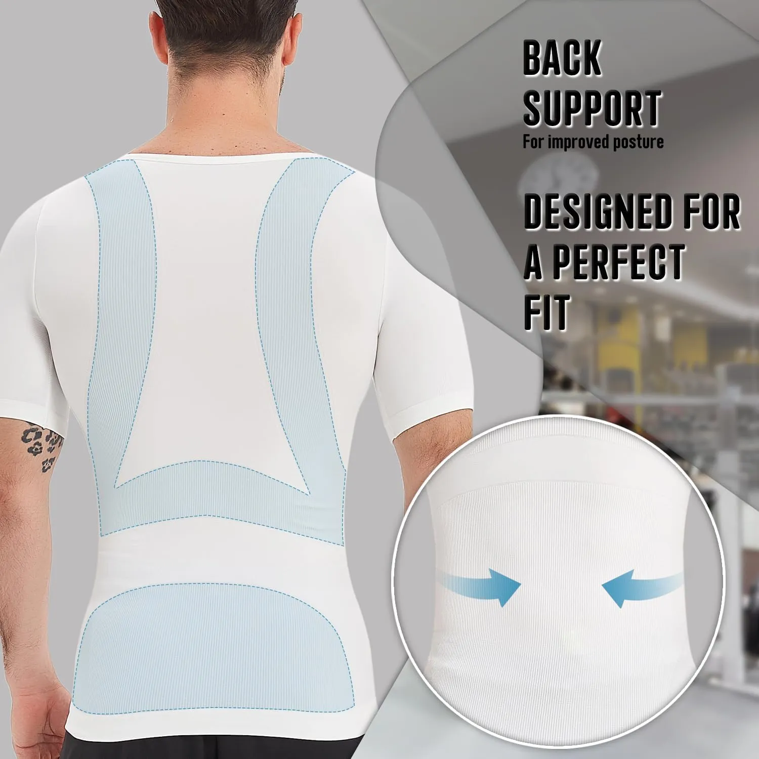 Mens Compression Shirts Short Sleeve, Gynecomastia Undershirt, Slimming Tank Top, Shapewear Vest