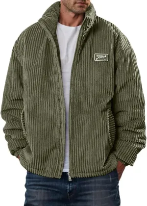 Men's Corduroy Coat Cotton Padded Jacket Thickened Cotton Padded Coat Loose Outerwear