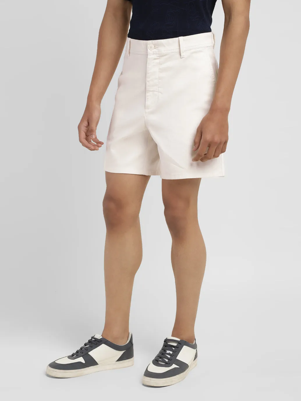 Men's Cream Regular Fit Shorts