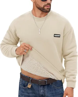 Men's Fleece Lined Sweatshirt Crewneck Sherpa Pullover Thermal Winter Shirts (S-XXL)