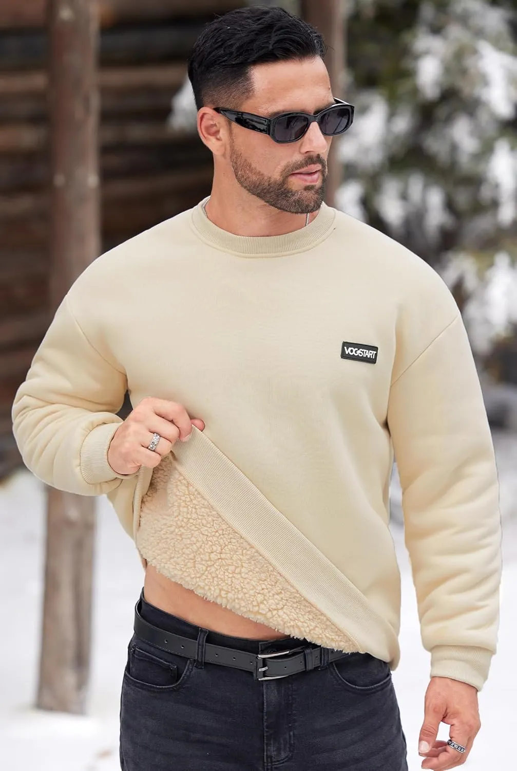 Men's Fleece Lined Sweatshirt Crewneck Sherpa Pullover Thermal Winter Shirts (S-XXL)