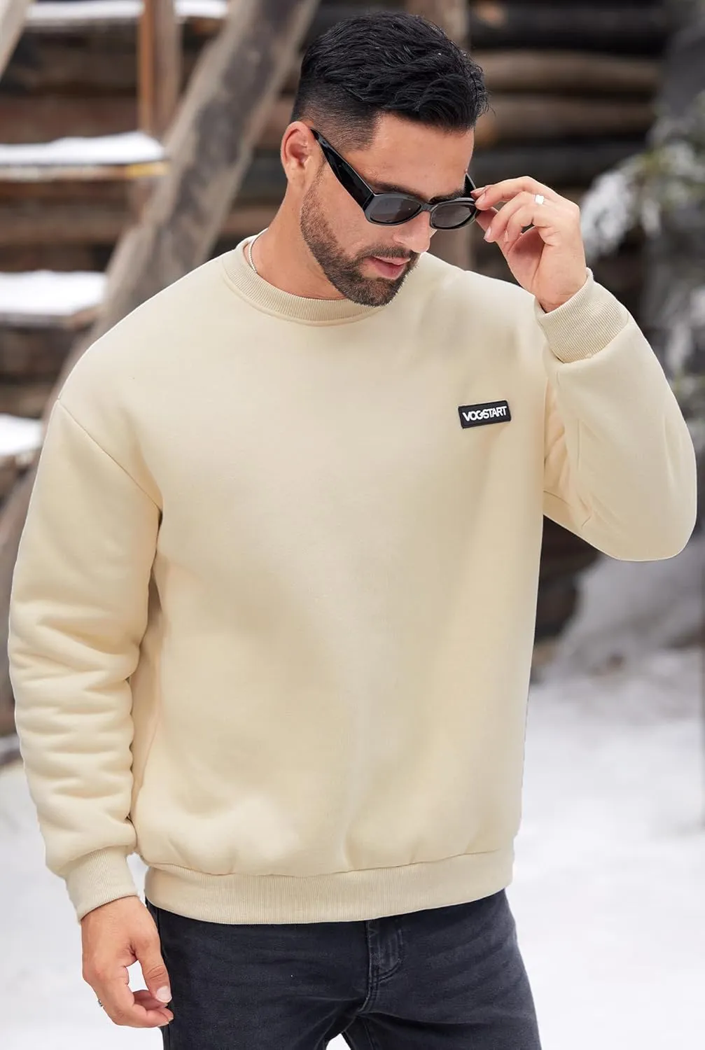 Men's Fleece Lined Sweatshirt Crewneck Sherpa Pullover Thermal Winter Shirts (S-XXL)