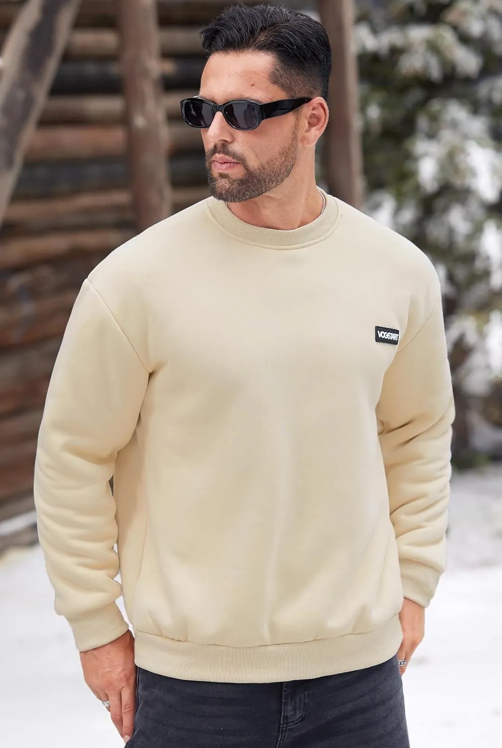 Men's Fleece Lined Sweatshirt Crewneck Sherpa Pullover Thermal Winter Shirts (S-XXL)