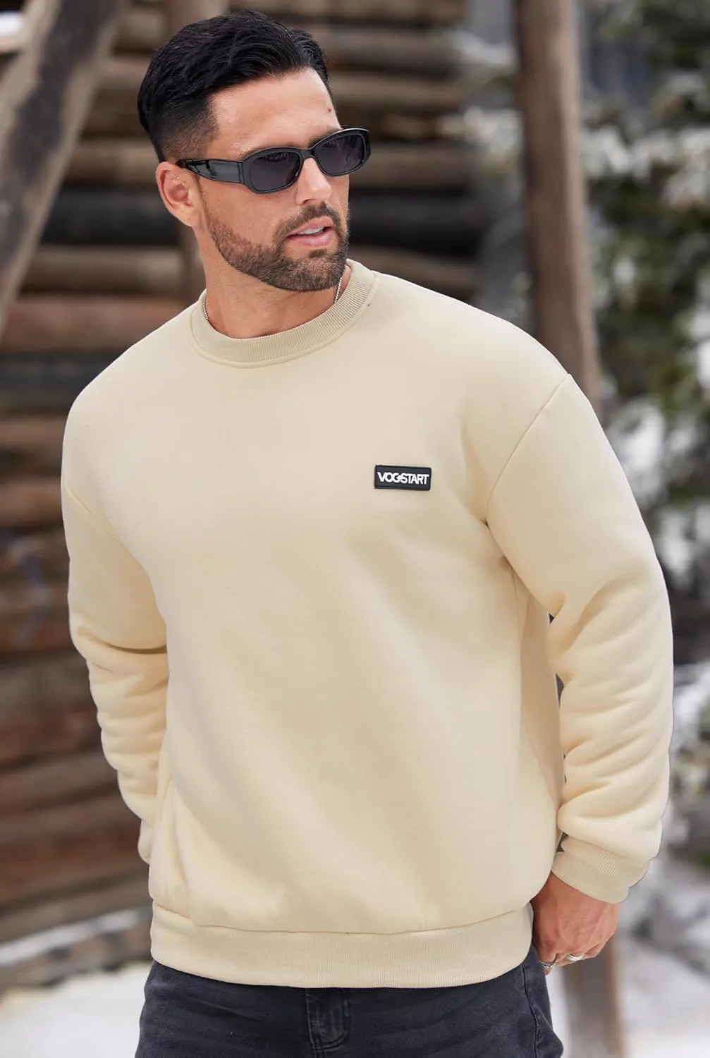 Men's Fleece Lined Sweatshirt Crewneck Sherpa Pullover Thermal Winter Shirts (S-XXL)