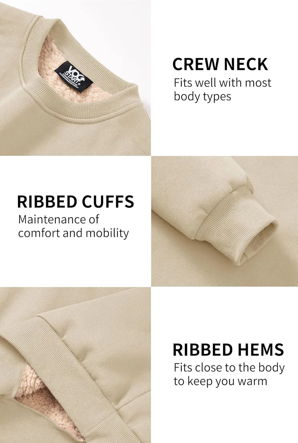 Men's Fleece Lined Sweatshirt Crewneck Sherpa Pullover Thermal Winter Shirts (S-XXL)