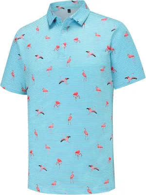 Mens Golf Polo Shirts Short Sleeve Performance Moisture Wicking Dry Fit Casual Print Funny Golf Polo Shirts for Men