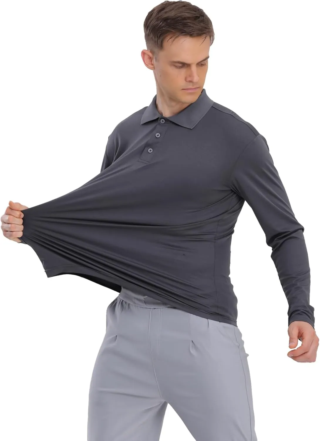 Men's Golf Polo Shirts,1 Pack/4 Pack Long Sleeve Quick Dry Athletic Casual Performance Collar Shirts for Men