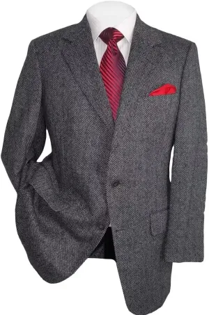 Mens Herringbone Tweed Blazer Men Vintage Suit Jacket Lightweight 2 Button Business Sport Coat Jackets