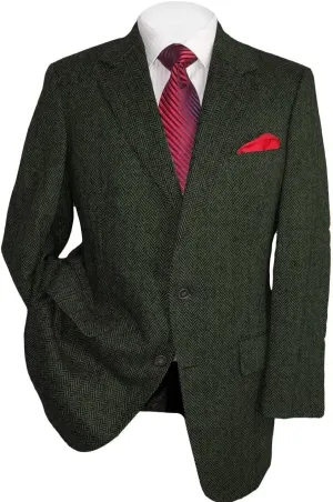 Mens Herringbone Tweed Blazer Men Vintage Suit Jacket Lightweight 2 Button Business Sport Coat Jackets