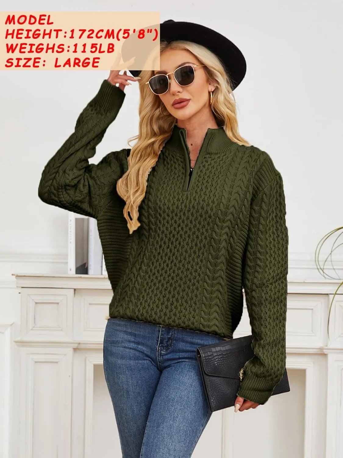 Men's Irish Fisherman Sweaters Cable Knit Half Zip Jacquard Pullover Sweater