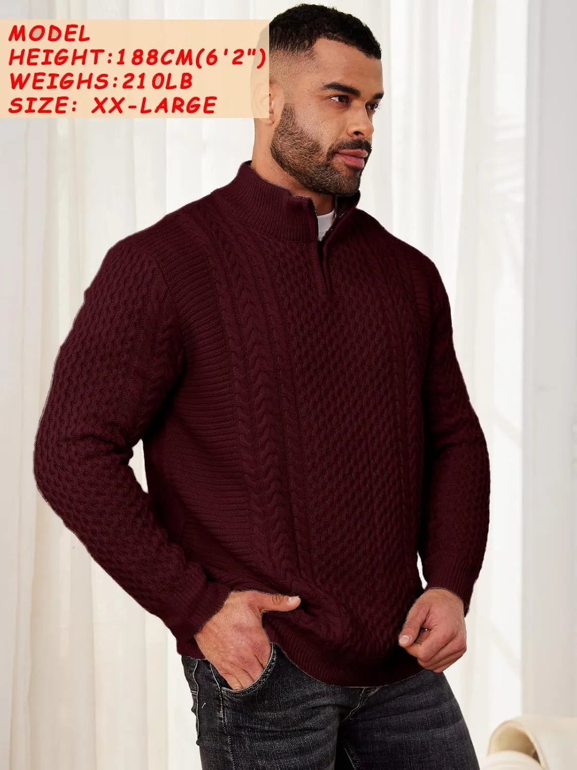 Men's Irish Fisherman Sweaters Cable Knit Half Zip Jacquard Pullover Sweater