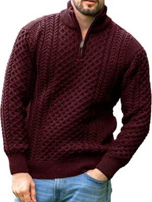 Men's Irish Fisherman Sweaters Cable Knit Half Zip Jacquard Pullover Sweater