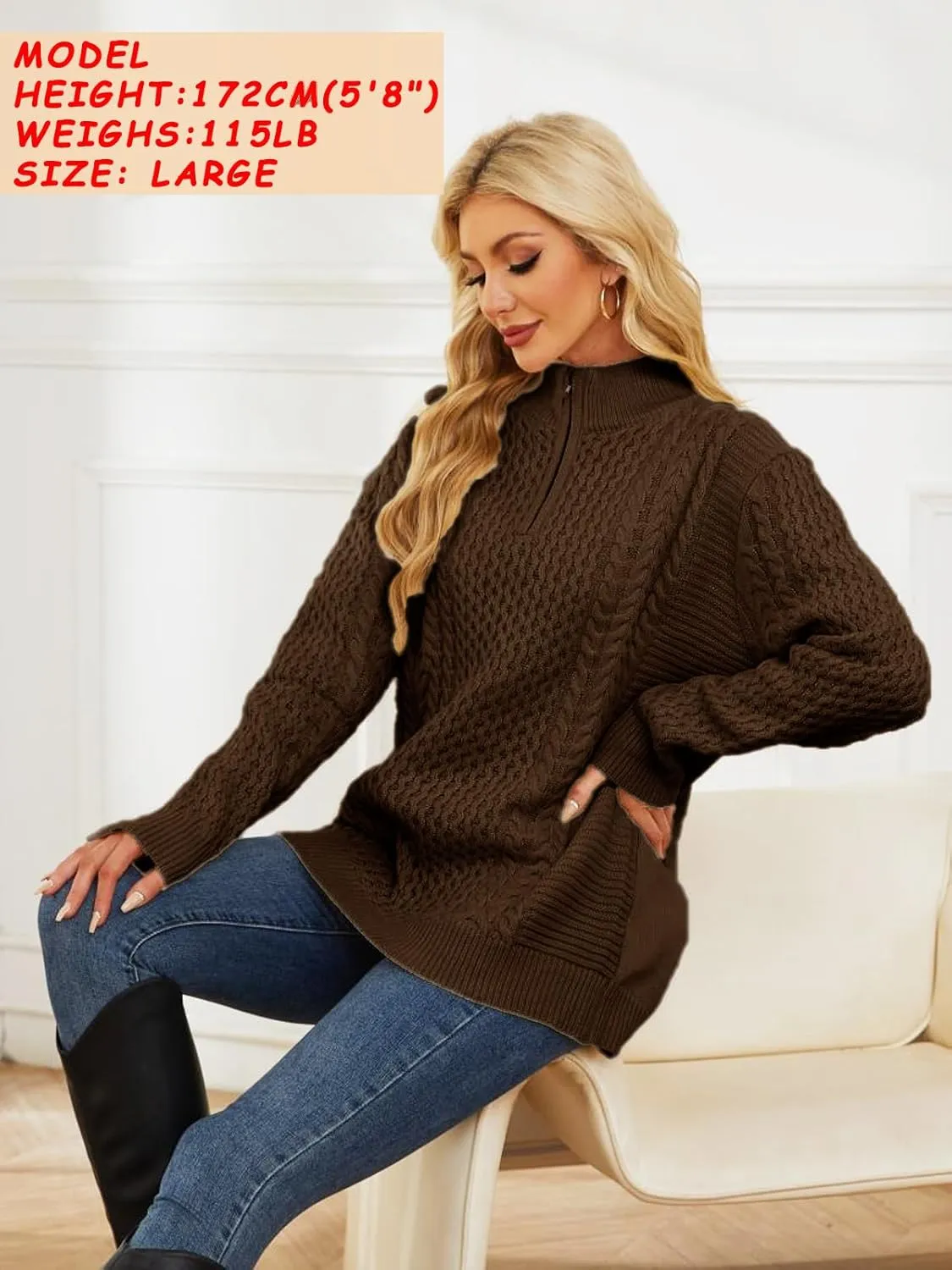 Men's Irish Fisherman Sweaters Cable Knit Half Zip Jacquard Pullover Sweater