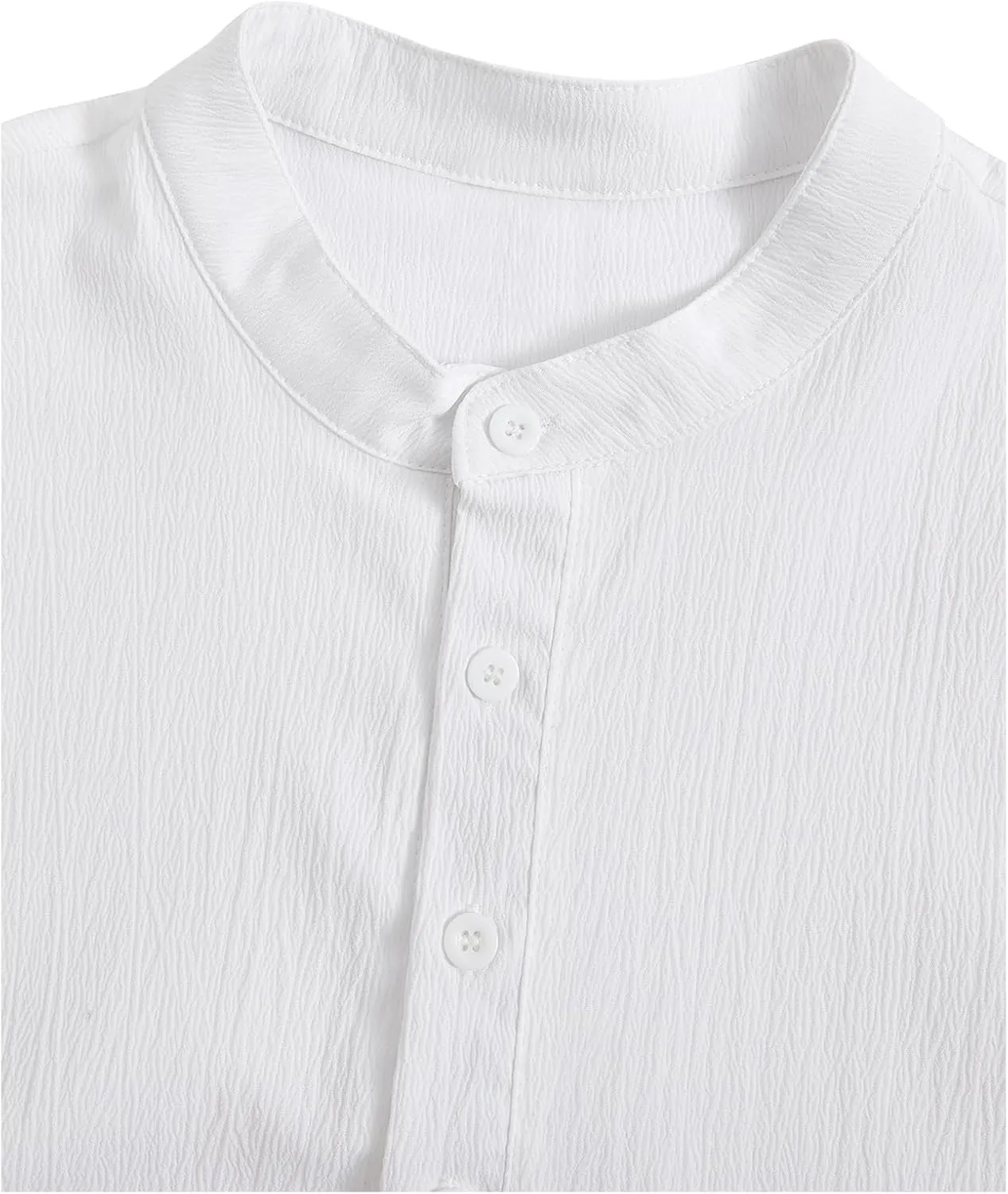 Men's Linen Henley Button Down Shirts Short Sleeve Casual T Shirt Top