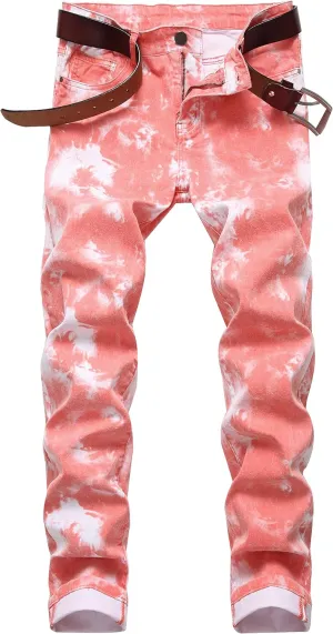 Mens Printed Jeans - Premium Jeans for Men Slim Fit - Skinny Stretch Denim Printed Pants for Men