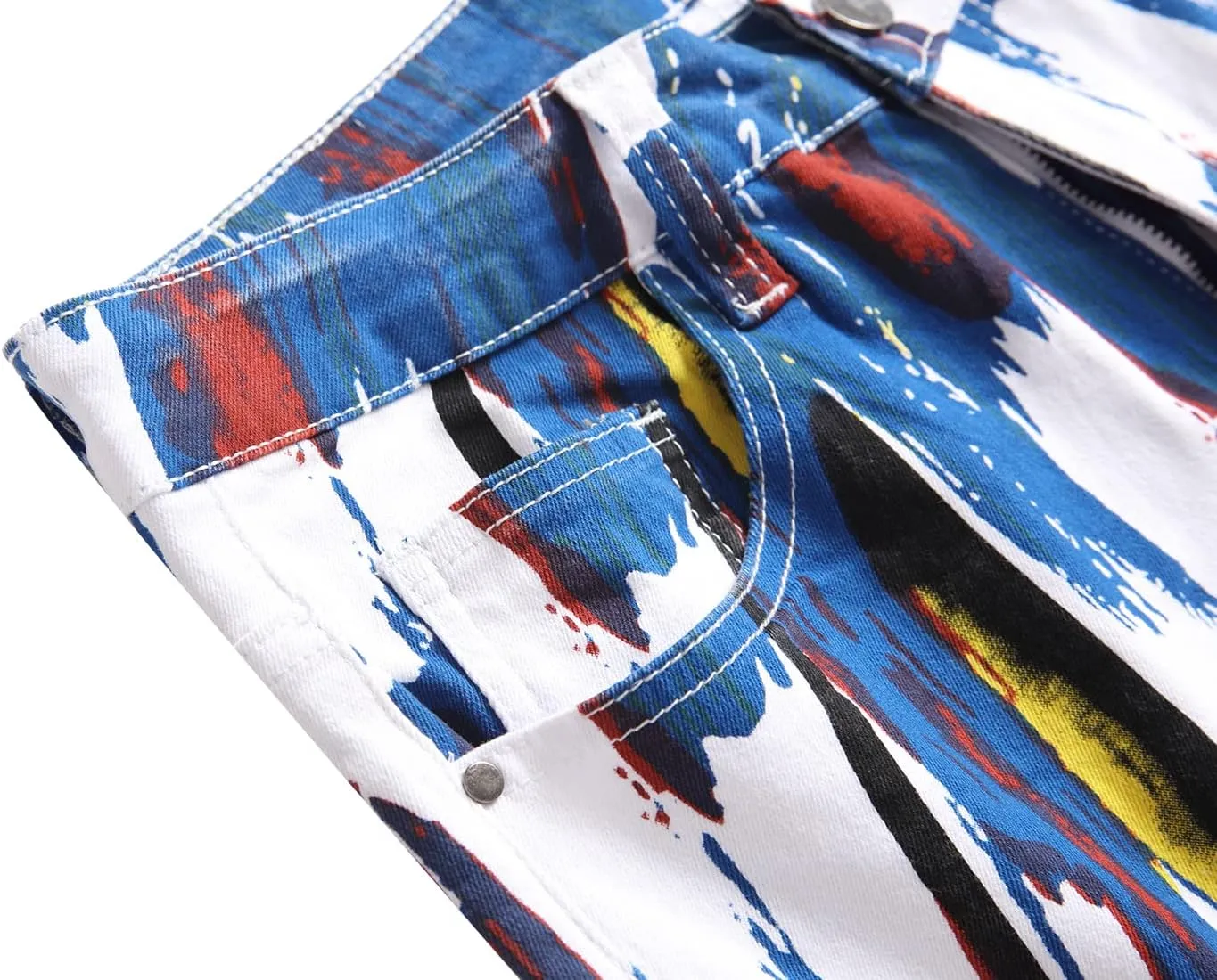 Mens Printed Jeans - Premium Jeans for Men Slim Fit - Skinny Stretch Denim Printed Pants for Men