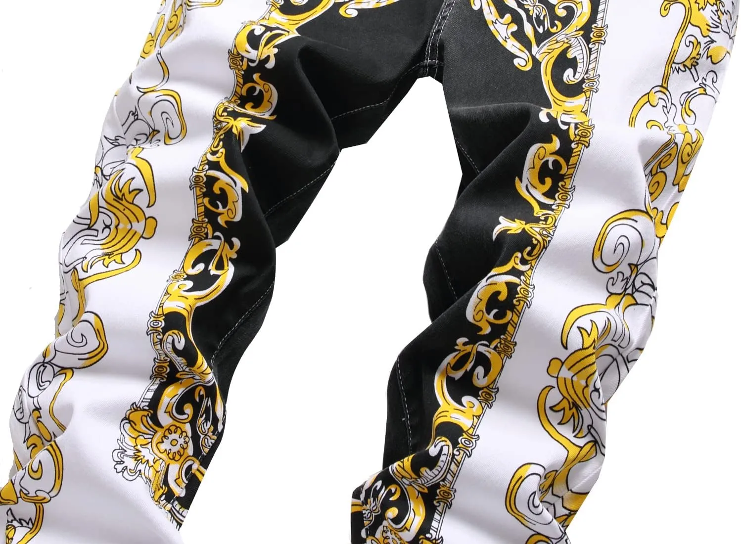 Mens Printed Jeans - Premium Jeans for Men Slim Fit - Skinny Stretch Denim Printed Pants for Men