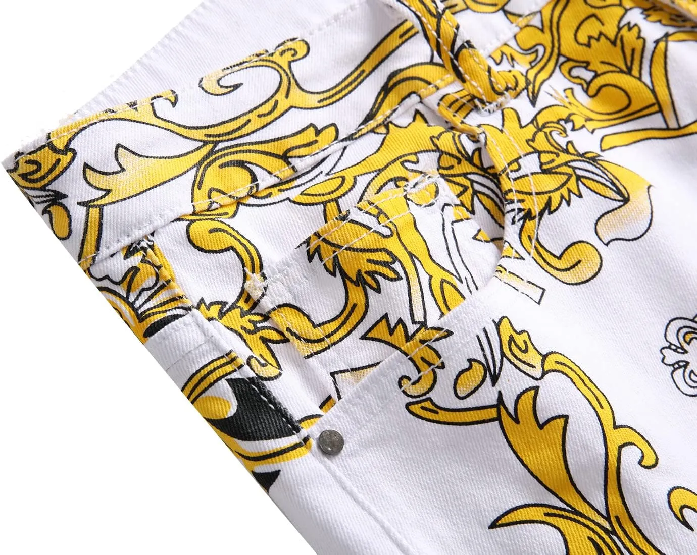Mens Printed Jeans - Premium Jeans for Men Slim Fit - Skinny Stretch Denim Printed Pants for Men
