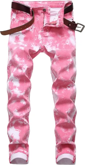 Mens Printed Jeans - Premium Jeans for Men Slim Fit - Skinny Stretch Denim Printed Pants for Men