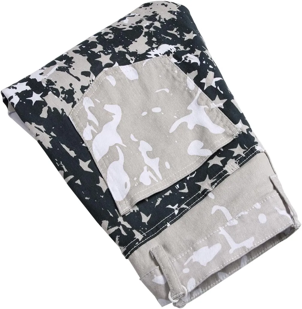 Mens Printed Jeans - Premium Jeans for Men Slim Fit - Skinny Stretch Denim Printed Pants for Men