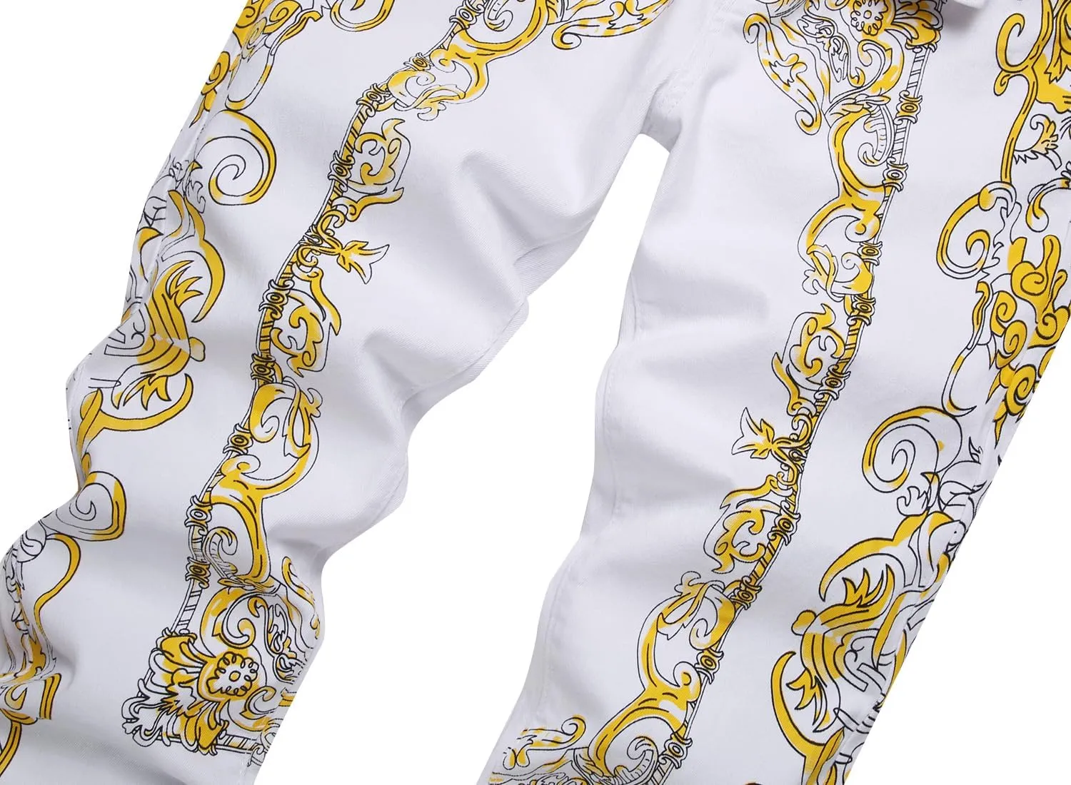Mens Printed Jeans - Premium Jeans for Men Slim Fit - Skinny Stretch Denim Printed Pants for Men