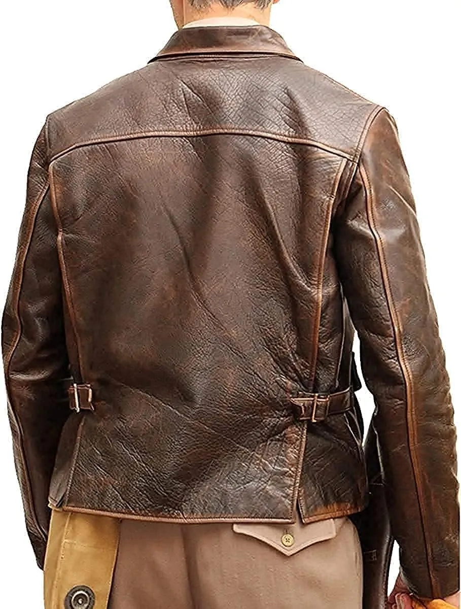 Men's Raiders of The Lost Ark Brown distressed Harrison American Classic Bomber Leather jacket