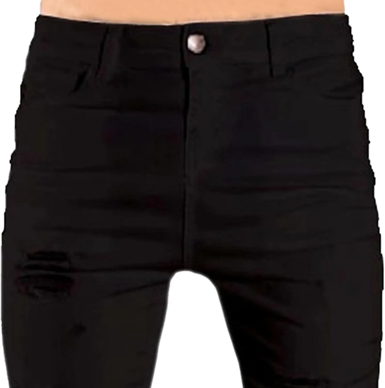 Mens Ripped Slim Stretch Denim Pants Destroyed Distressed Trousers Slim Fit Skinny Streetwear Denim Jean
