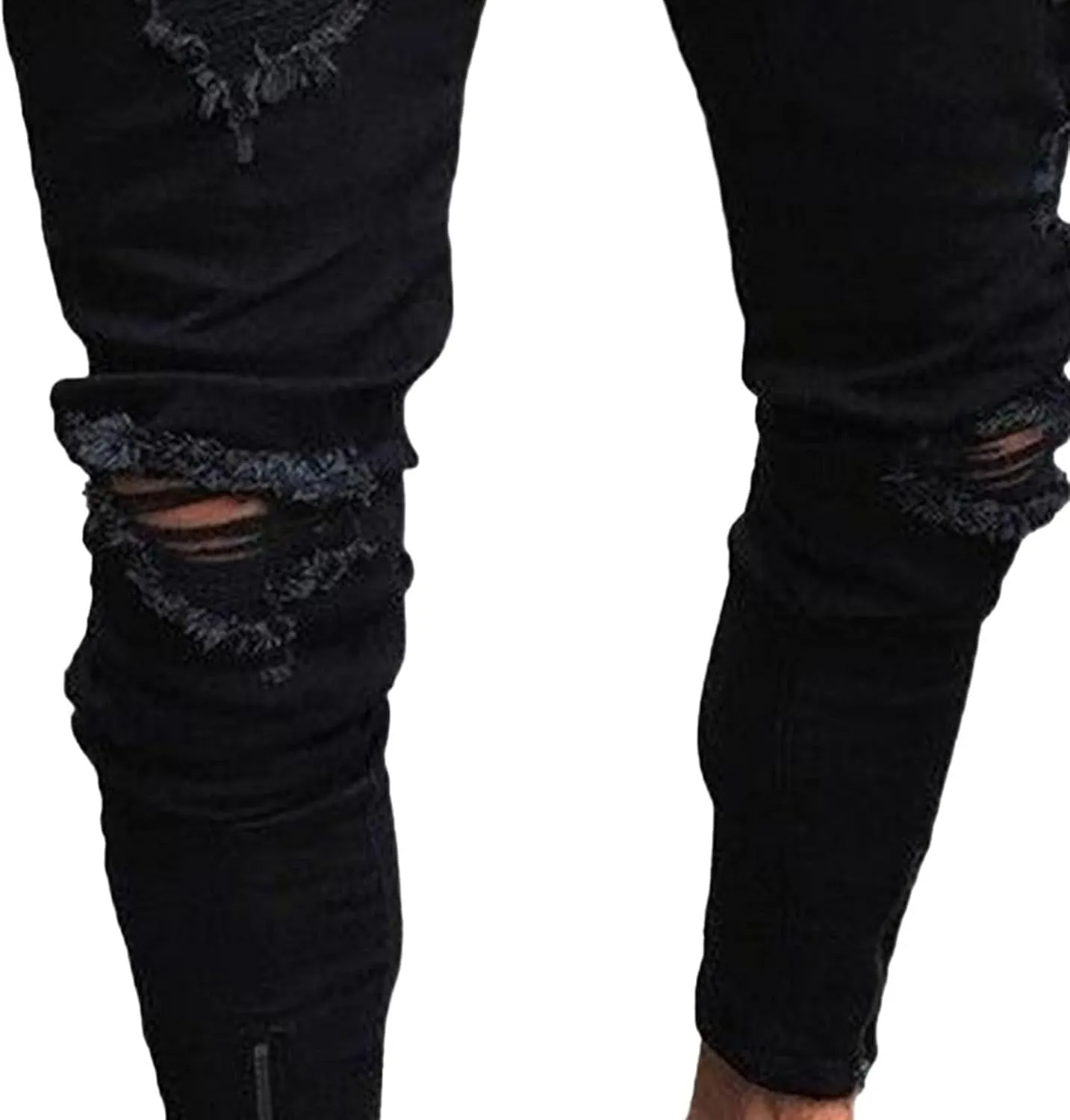 Mens Ripped Slim Stretch Denim Pants Destroyed Distressed Trousers Slim Fit Skinny Streetwear Denim Jean