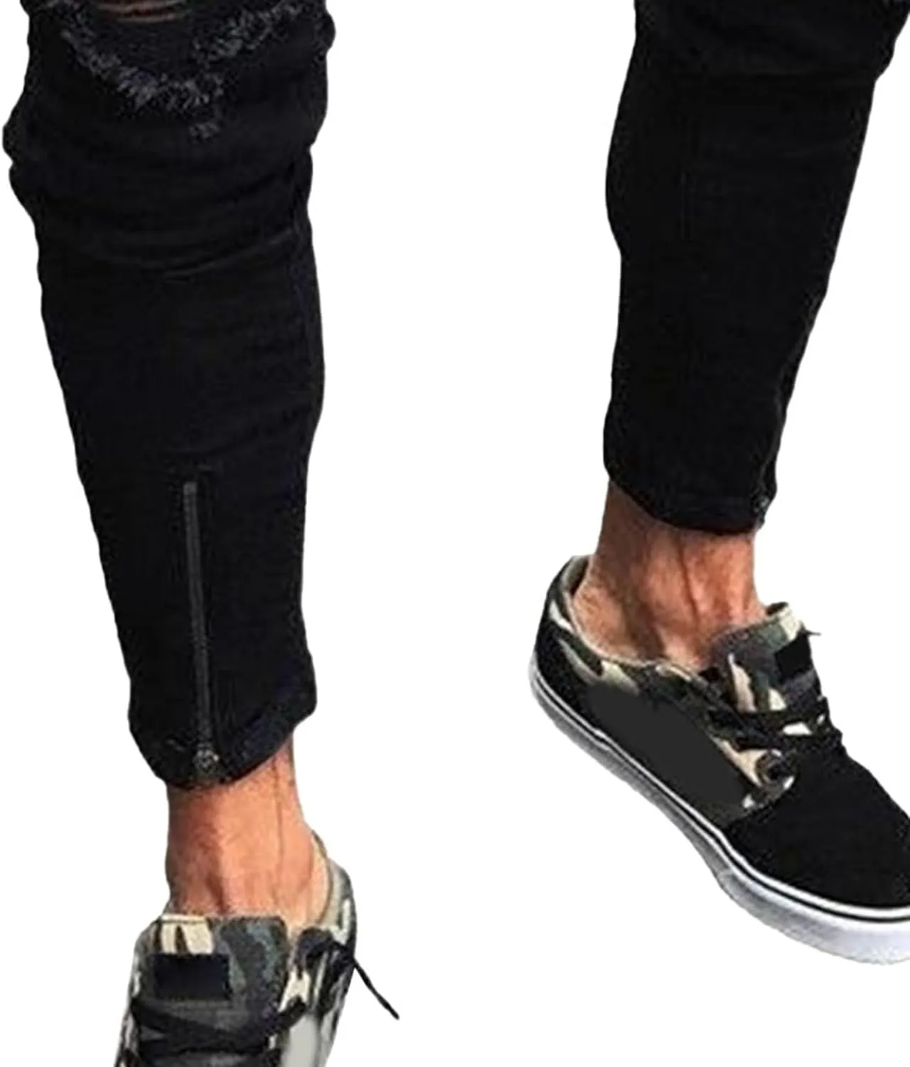 Mens Ripped Slim Stretch Denim Pants Destroyed Distressed Trousers Slim Fit Skinny Streetwear Denim Jean