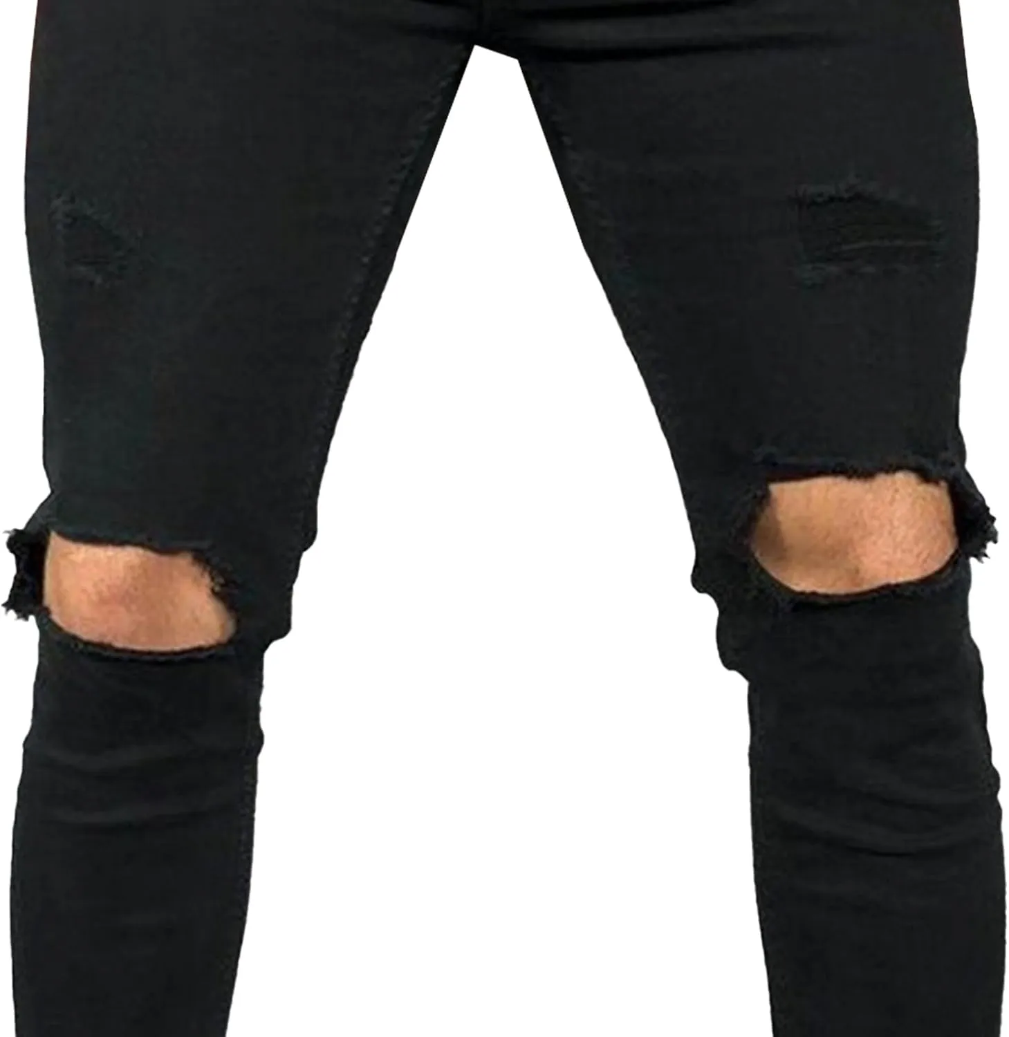 Mens Ripped Slim Stretch Denim Pants Destroyed Distressed Trousers Slim Fit Skinny Streetwear Denim Jean