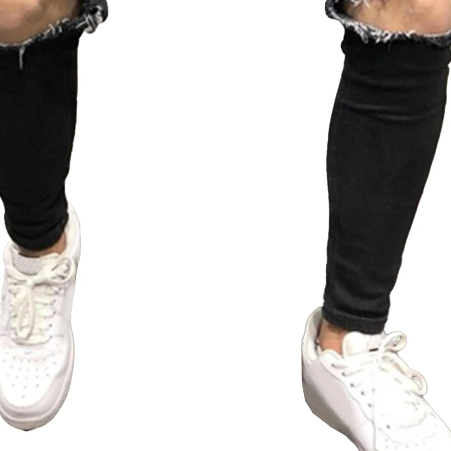 Mens Ripped Slim Stretch Denim Pants Destroyed Distressed Trousers Slim Fit Skinny Streetwear Denim Jean