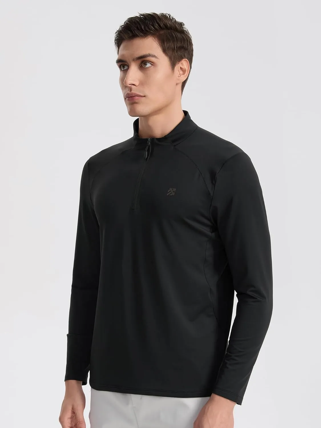 Mens Running Shirts Skinny Moisture Wicking Quarter Zip Pullover Workout Outdoor Sports Golf Pickleball Shirts for Men