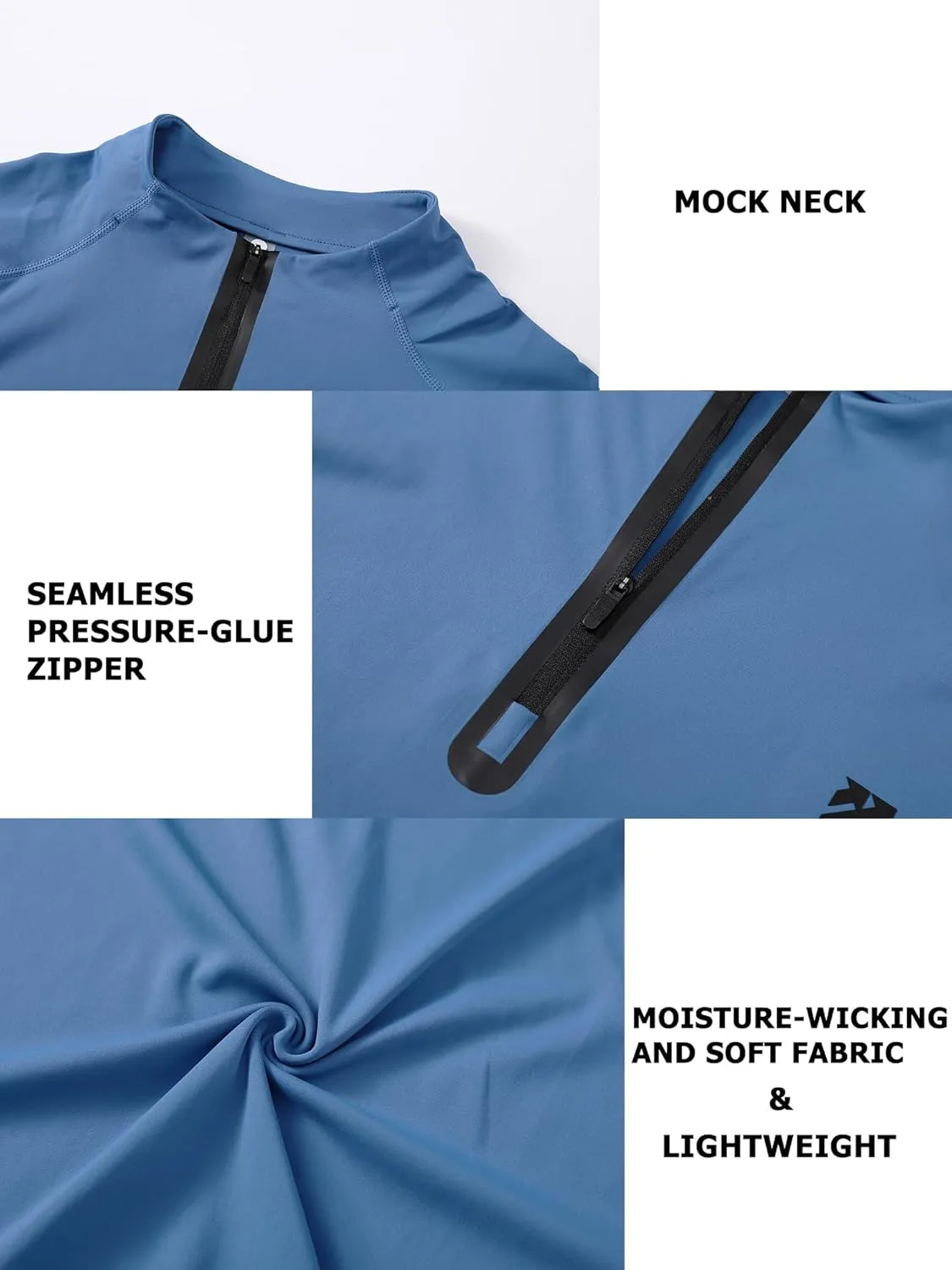 Mens Running Shirts Skinny Moisture Wicking Quarter Zip Pullover Workout Outdoor Sports Golf Pickleball Shirts for Men