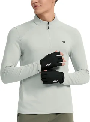 Mens Running Shirts Skinny Moisture Wicking Quarter Zip Pullover Workout Outdoor Sports Golf Pickleball Shirts for Men
