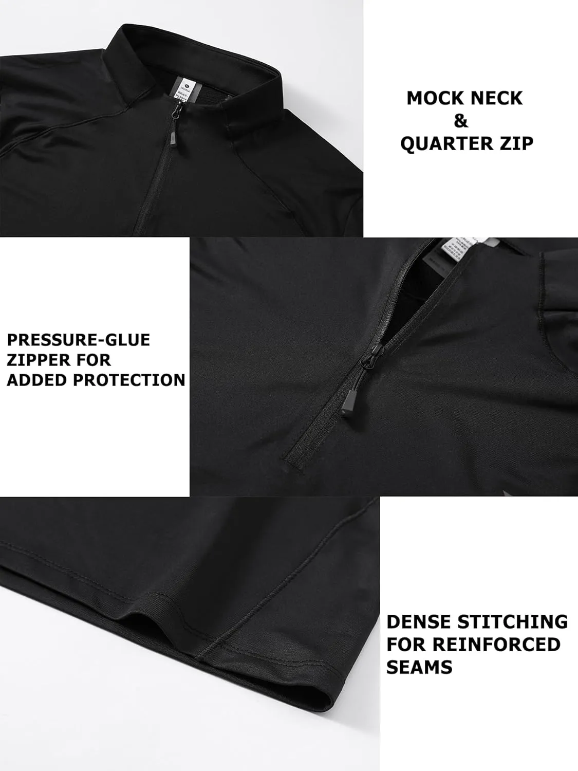 Mens Running Shirts Skinny Moisture Wicking Quarter Zip Pullover Workout Outdoor Sports Golf Pickleball Shirts for Men