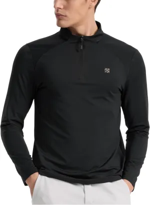 Mens Running Shirts Skinny Moisture Wicking Quarter Zip Pullover Workout Outdoor Sports Golf Pickleball Shirts for Men