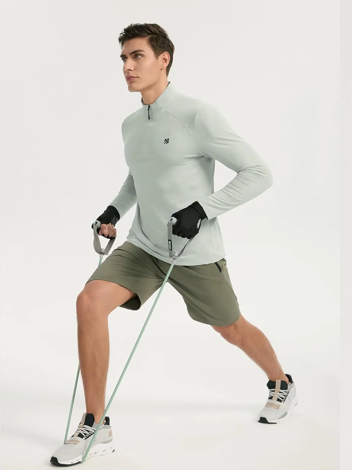 Mens Running Shirts Skinny Moisture Wicking Quarter Zip Pullover Workout Outdoor Sports Golf Pickleball Shirts for Men