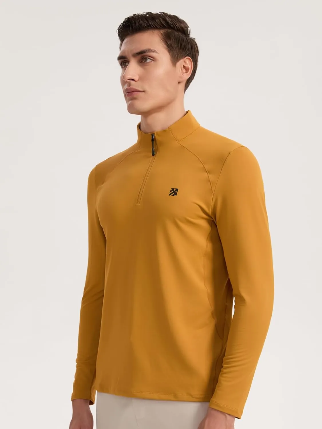 Mens Running Shirts Skinny Moisture Wicking Quarter Zip Pullover Workout Outdoor Sports Golf Pickleball Shirts for Men