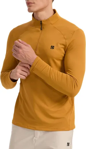 Mens Running Shirts Skinny Moisture Wicking Quarter Zip Pullover Workout Outdoor Sports Golf Pickleball Shirts for Men