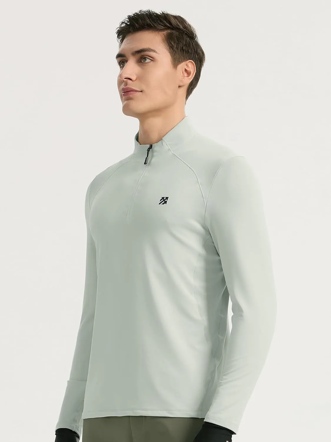 Mens Running Shirts Skinny Moisture Wicking Quarter Zip Pullover Workout Outdoor Sports Golf Pickleball Shirts for Men