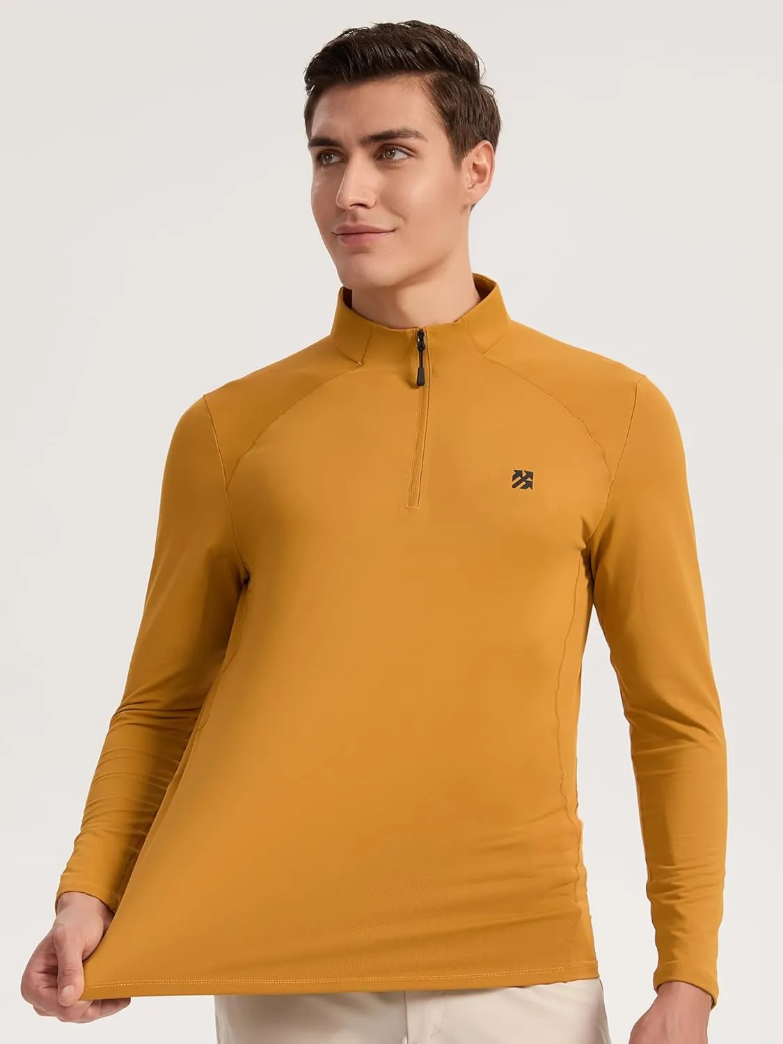 Mens Running Shirts Skinny Moisture Wicking Quarter Zip Pullover Workout Outdoor Sports Golf Pickleball Shirts for Men
