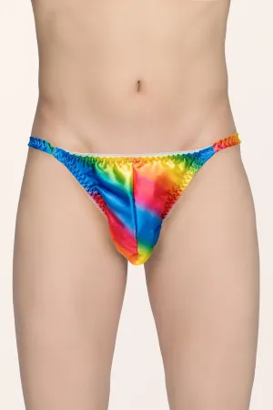 Men's Satin Tanga Briefs - Rainbow