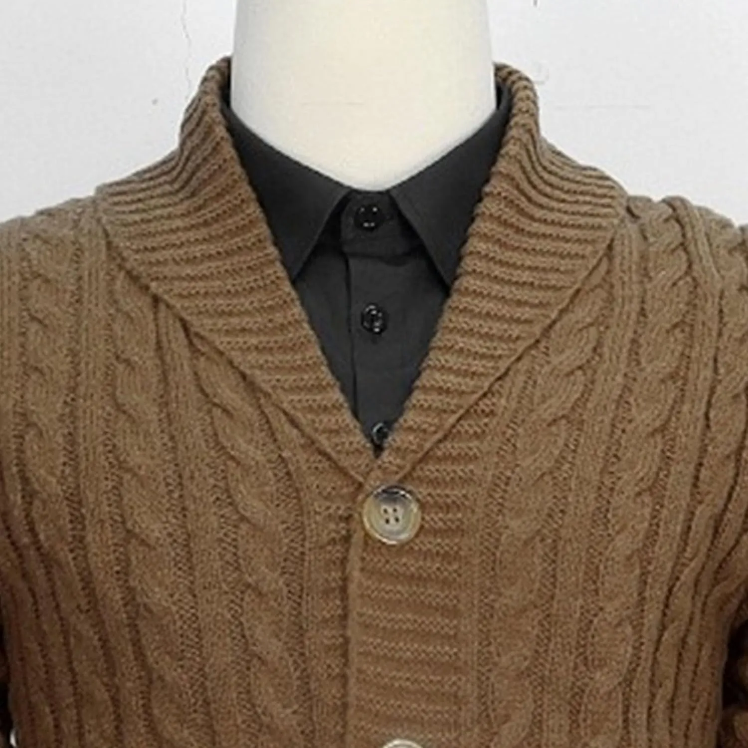 Men's Shawl Collar Cardigan Sweater Slim Button Knit Ribbed Sweaters Long Cardigans Long Sleeve Knitted Outerwear