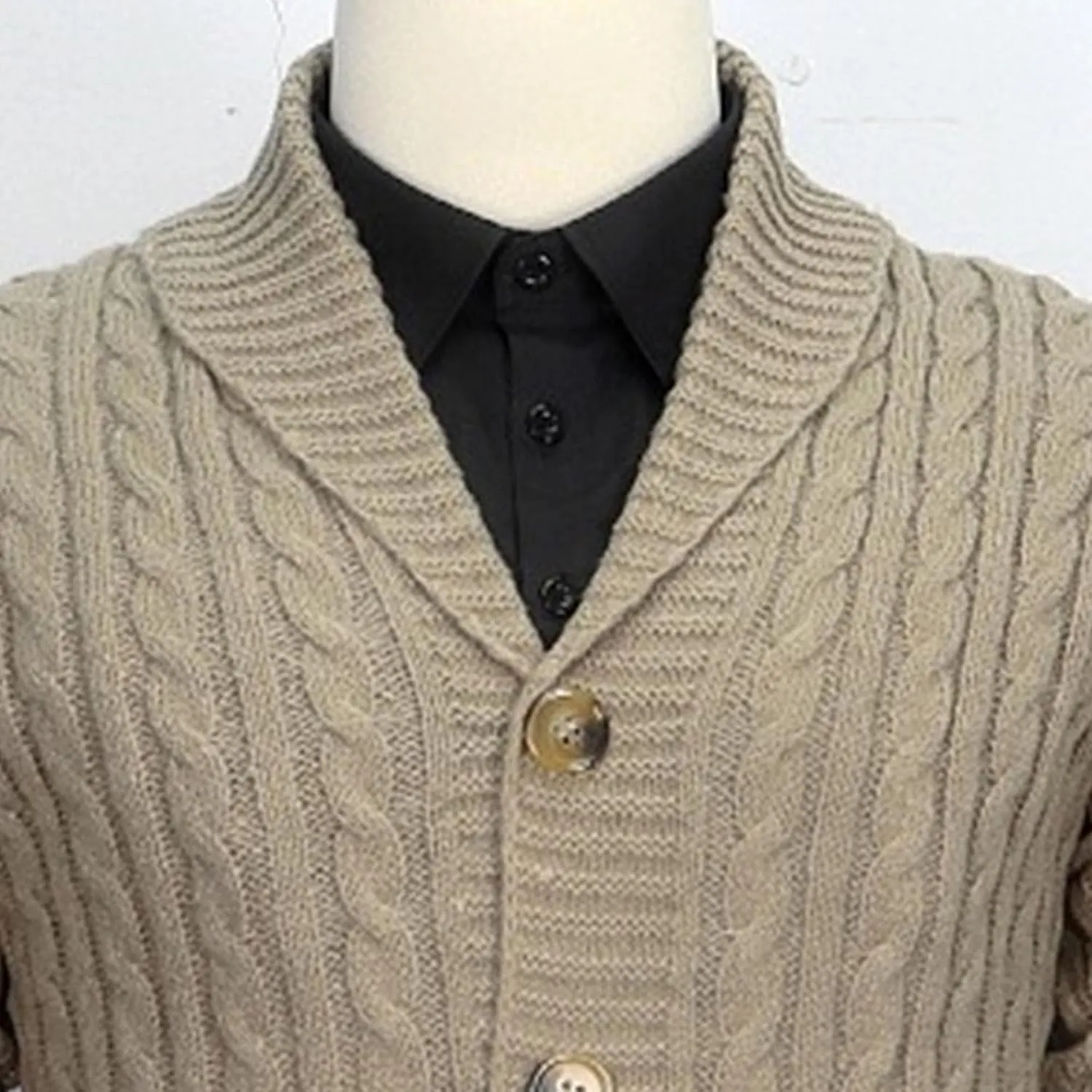 Men's Shawl Collar Cardigan Sweater Slim Button Knit Ribbed Sweaters Long Cardigans Long Sleeve Knitted Outerwear