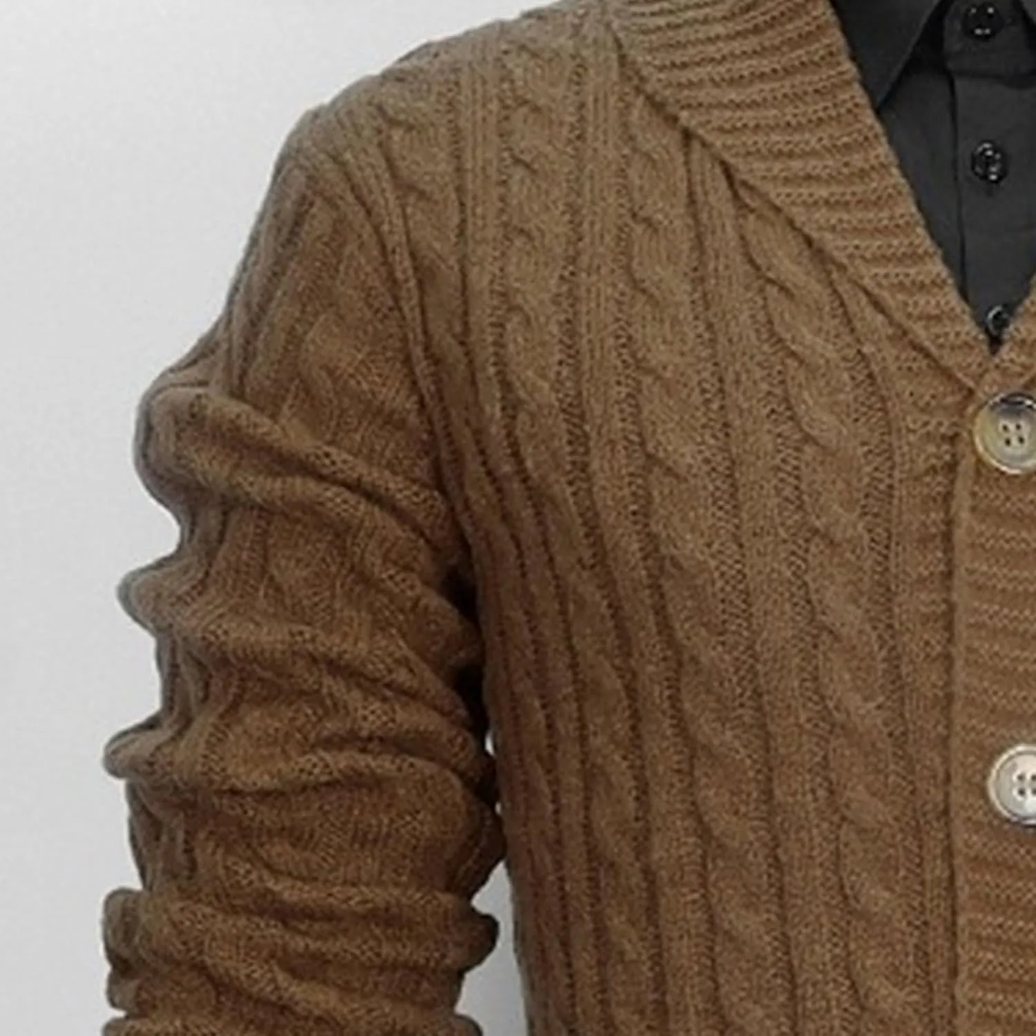 Men's Shawl Collar Cardigan Sweater Slim Button Knit Ribbed Sweaters Long Cardigans Long Sleeve Knitted Outerwear