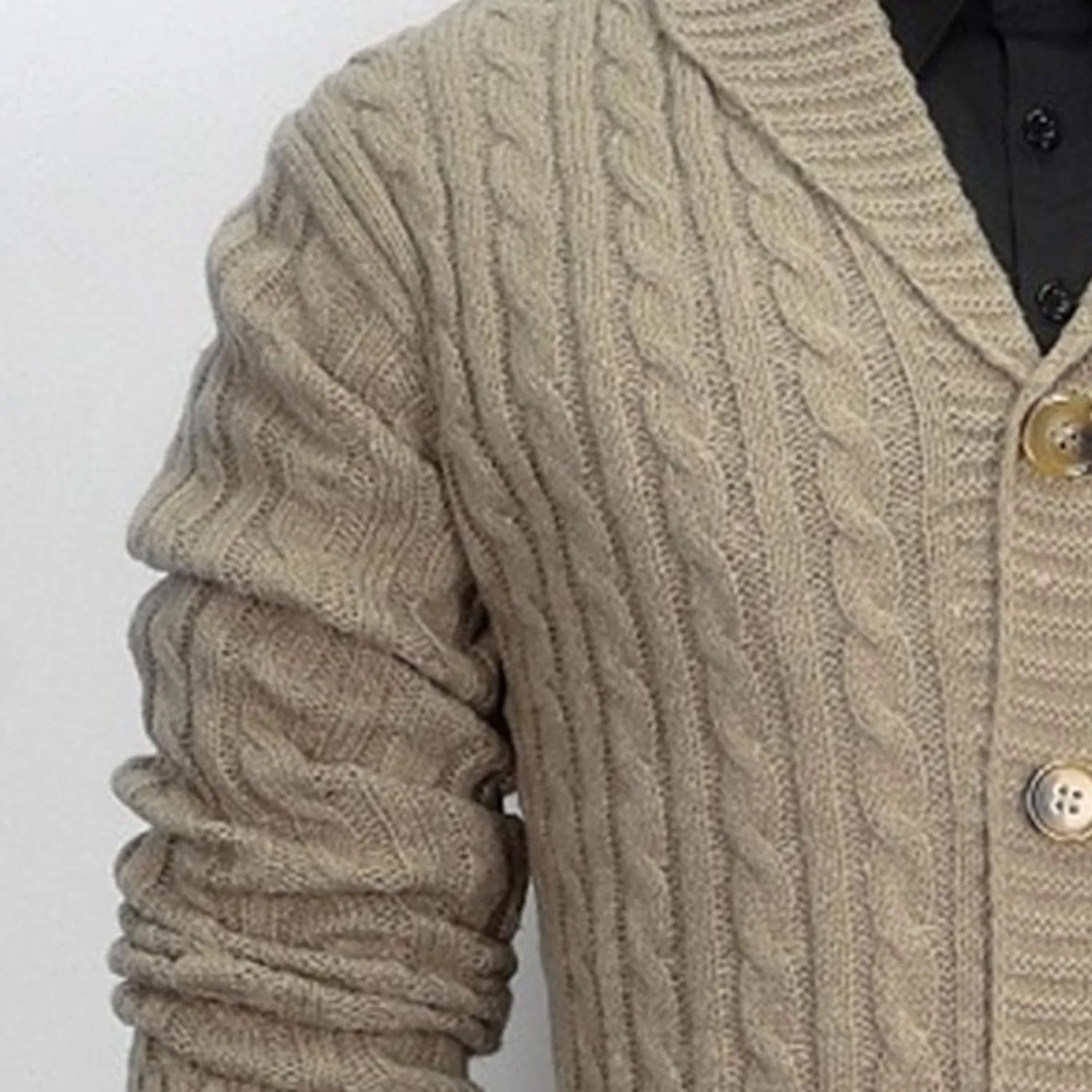 Men's Shawl Collar Cardigan Sweater Slim Button Knit Ribbed Sweaters Long Cardigans Long Sleeve Knitted Outerwear