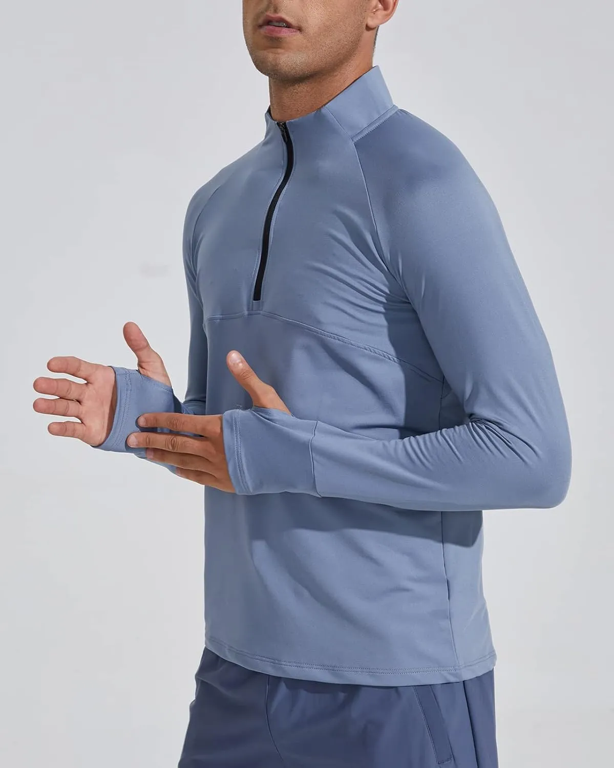 Men's Sports Shirts 1/4 Zip Long Sleeve Running Pullover Tops, Quick Dry Workout Shirts for Gym Athletic Basketball