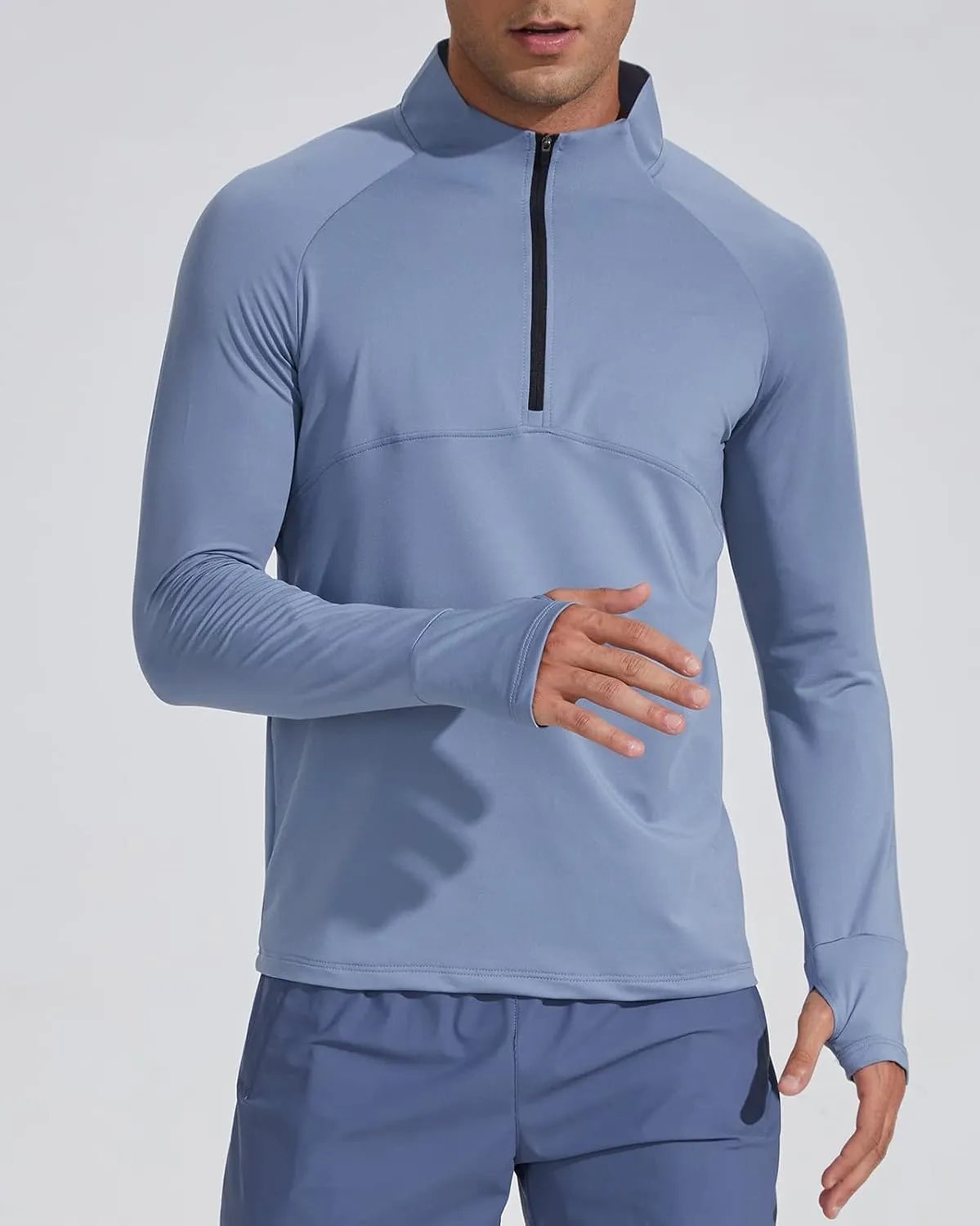 Men's Sports Shirts 1/4 Zip Long Sleeve Running Pullover Tops, Quick Dry Workout Shirts for Gym Athletic Basketball